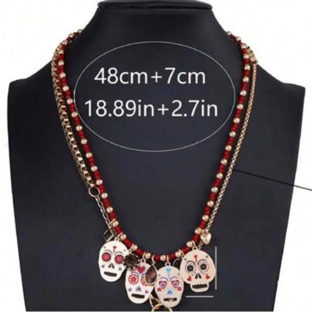 Zara Multicolor Skull Charm Necklace